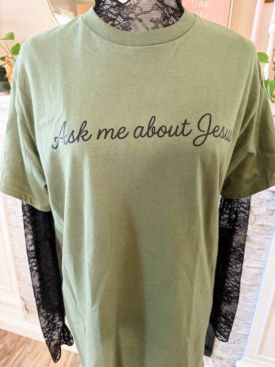 In store  Ask Me About Jesus Tee