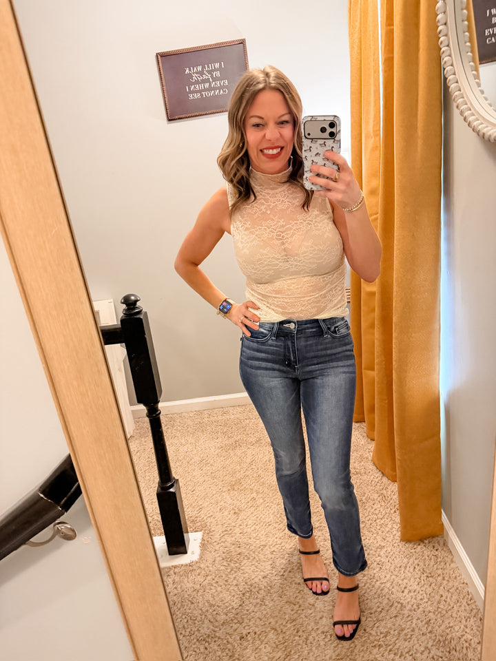 Delicate As Lace Mock Neck