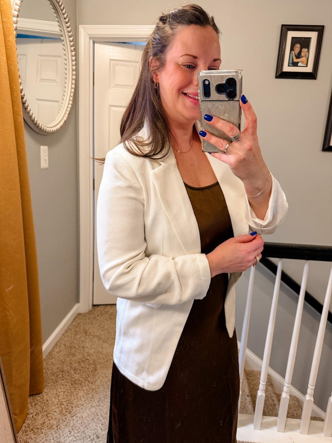 Notch Collar 3/4 Sleeve Blazer