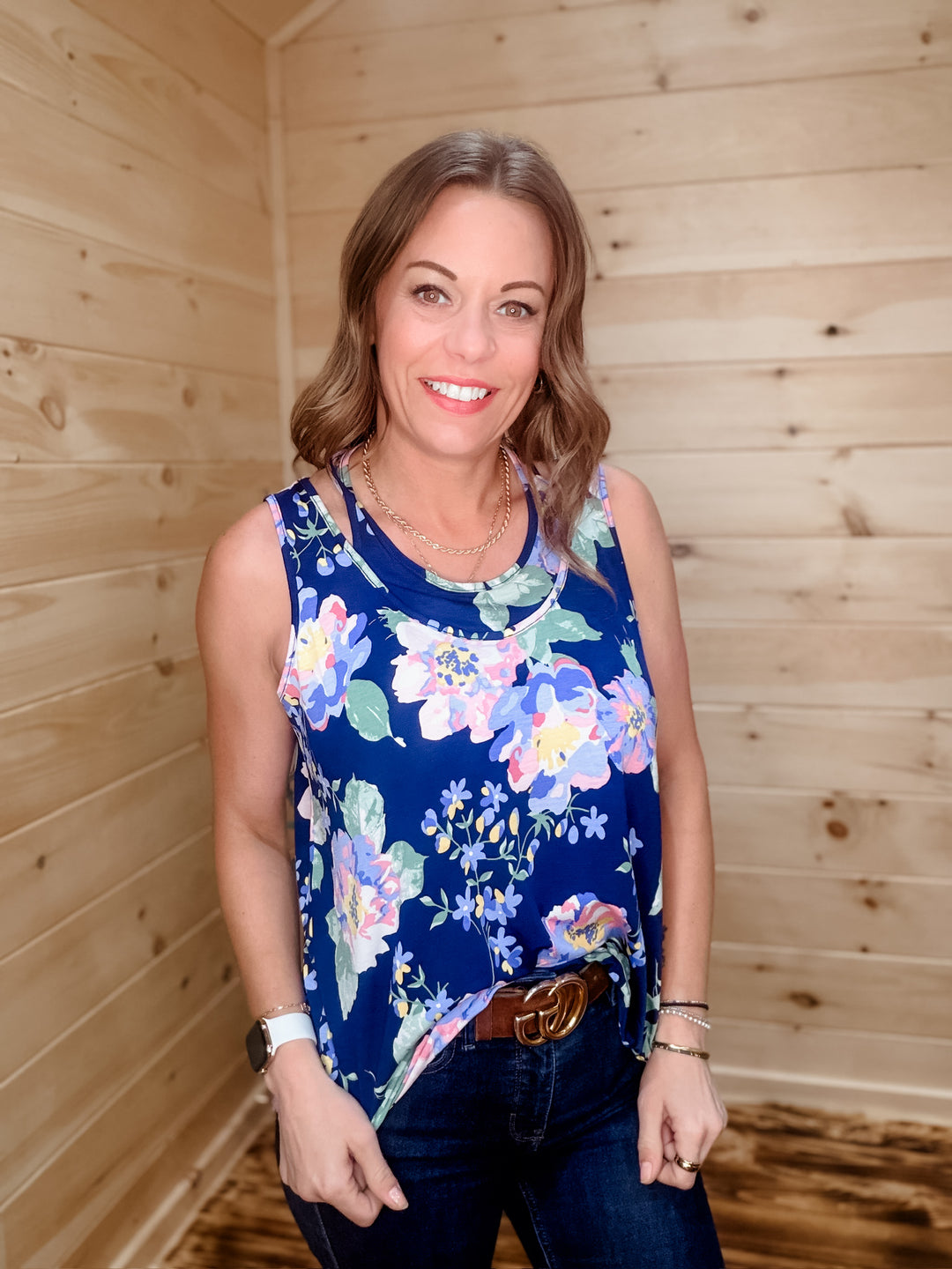Double Neck Line Halter Tank