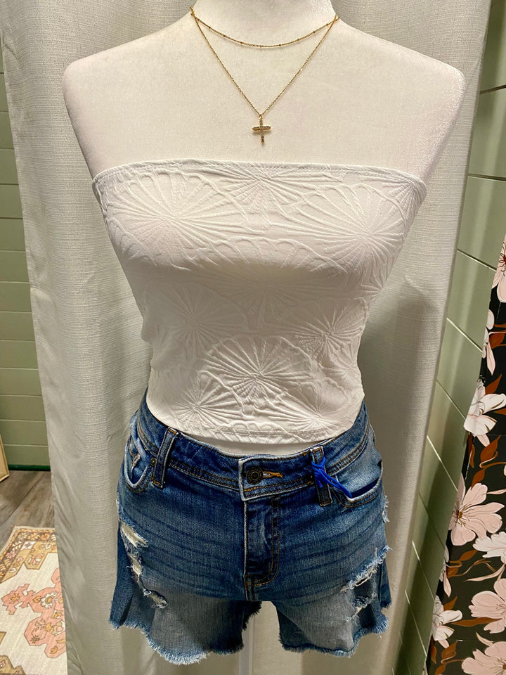 White Strapless Top-S