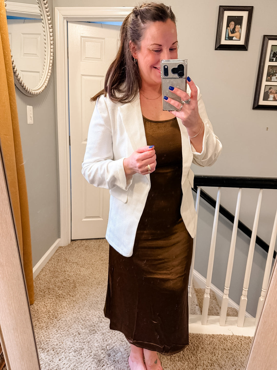 Notch Collar 3/4 Sleeve Blazer