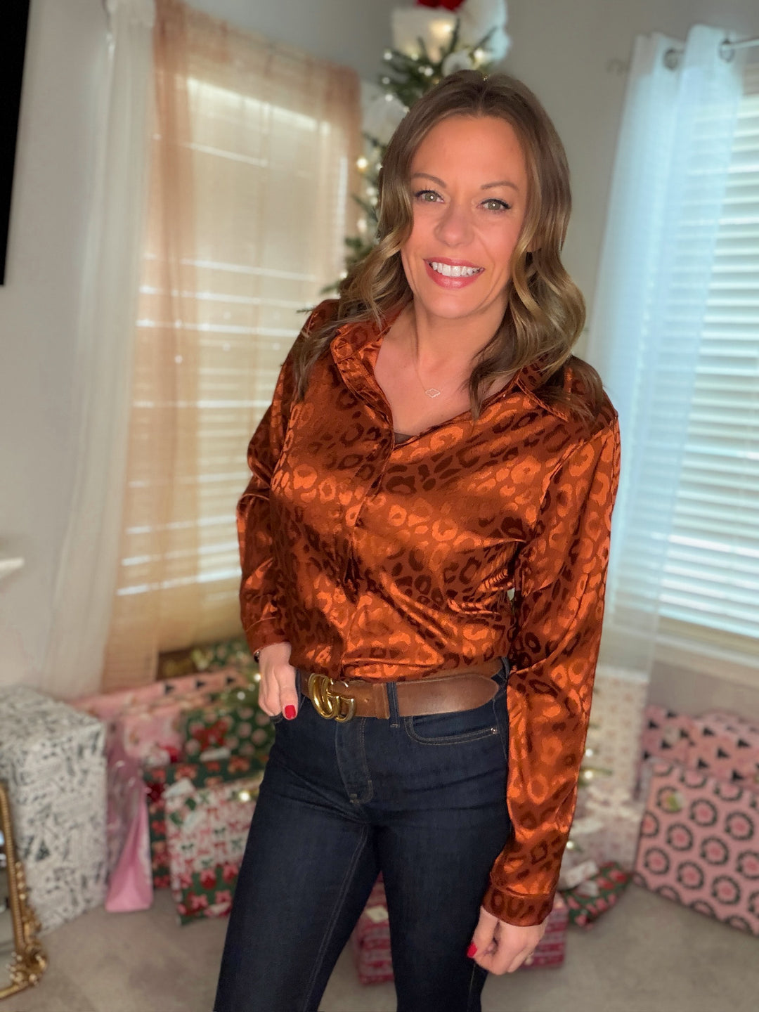 Leopard Satin Blouse
