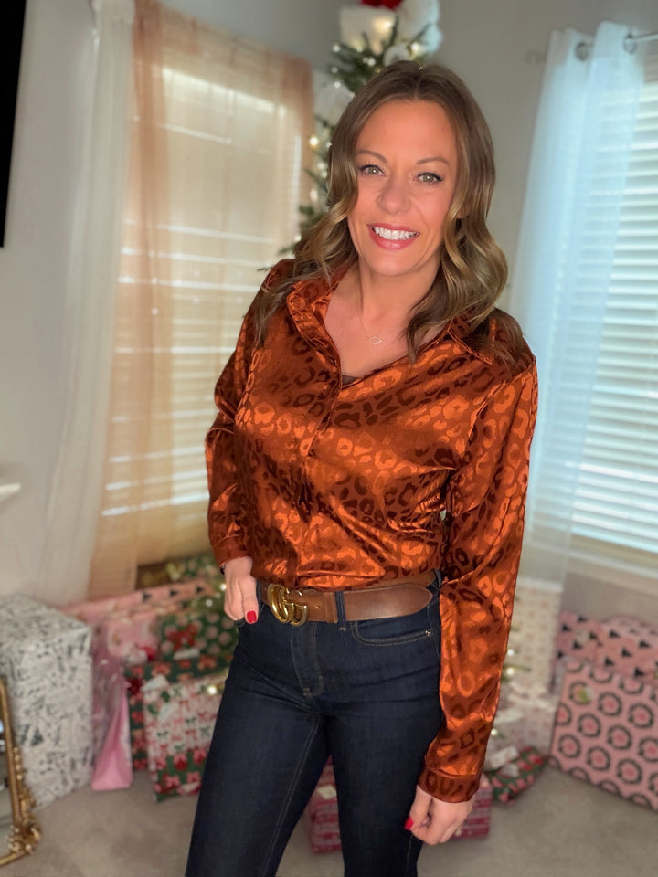 Leopard Satin Blouse