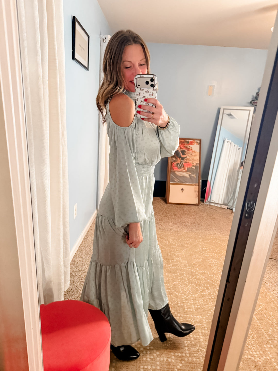 Cold Shoulder Tiered Maxi Dress