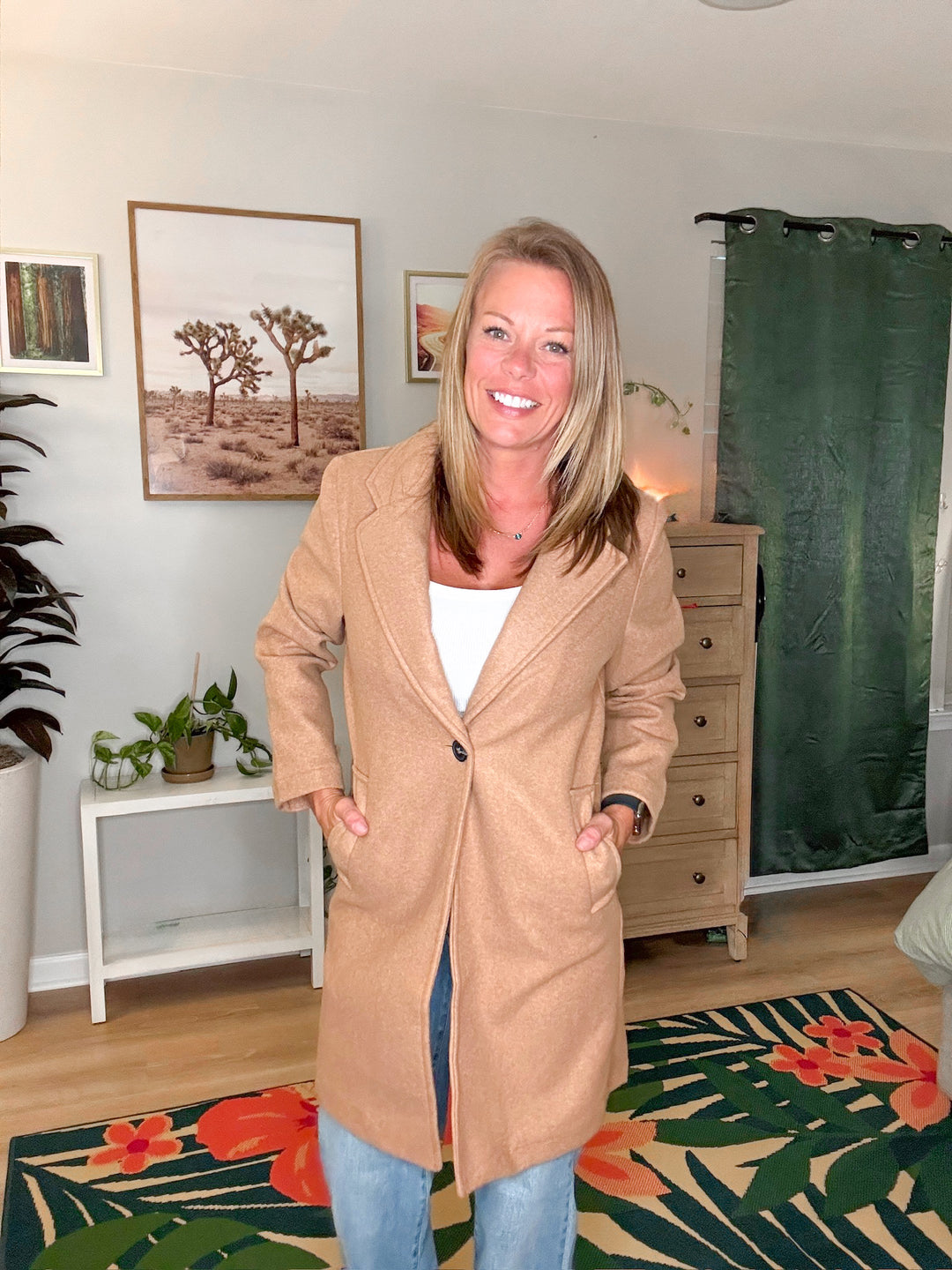 Notched Lapel Long Sleeve Coat