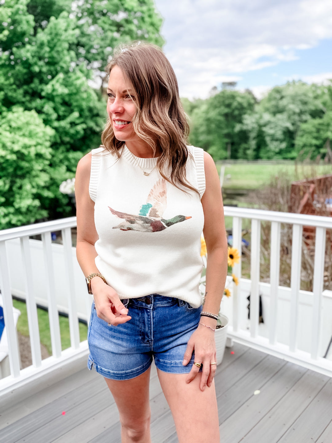 Mallard Duck Printed Sweater Top