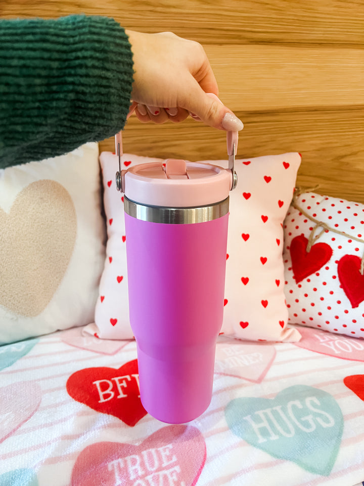 30OZ STAINLESS STEEL FLIP STRAW TUMBLER - The Teal Antler Boutique