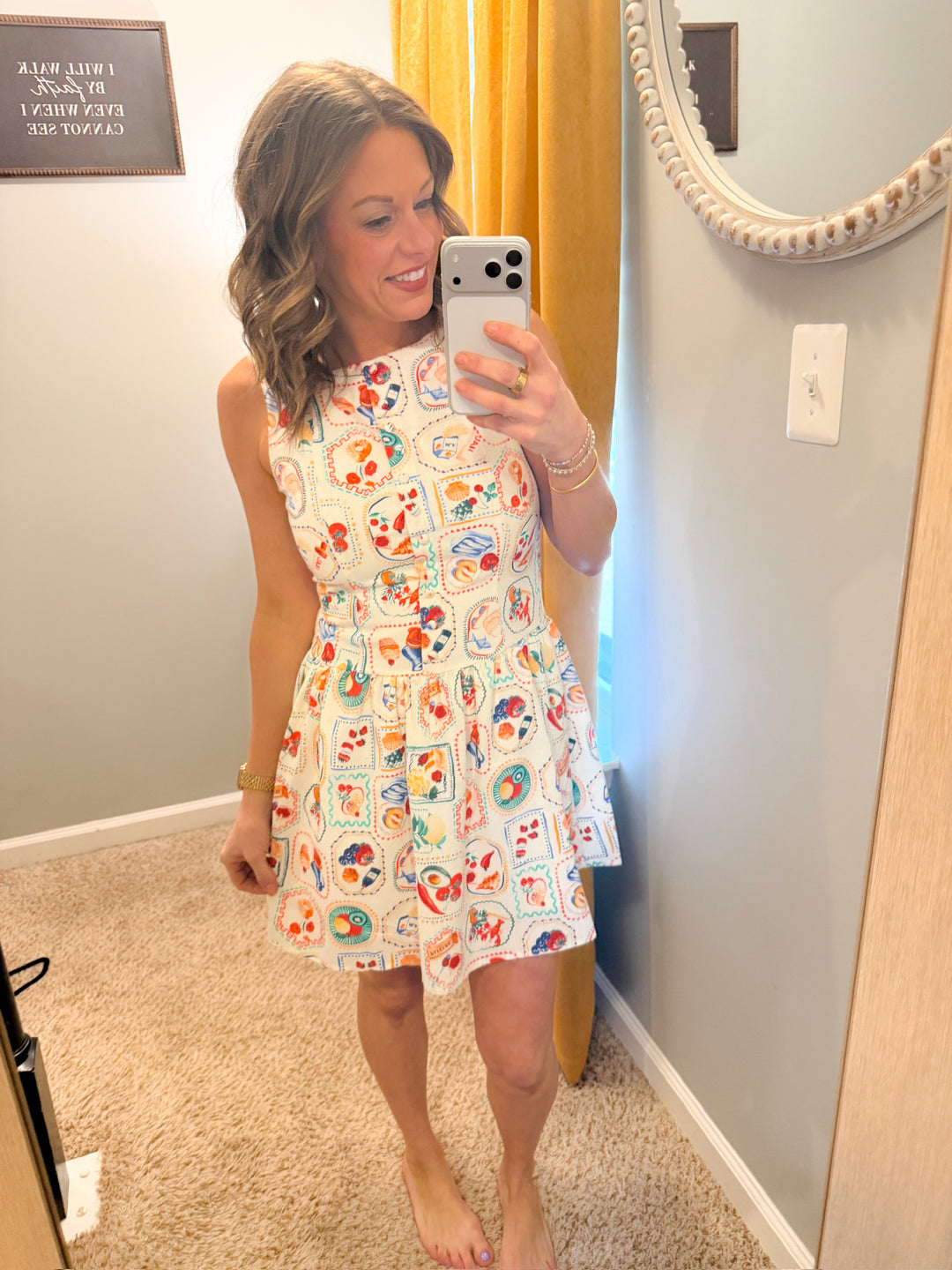 Mediterranean Lunch Motif Sleeveless Mini Dress