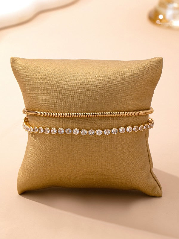 Double Snake Chain Crystal Bracelet