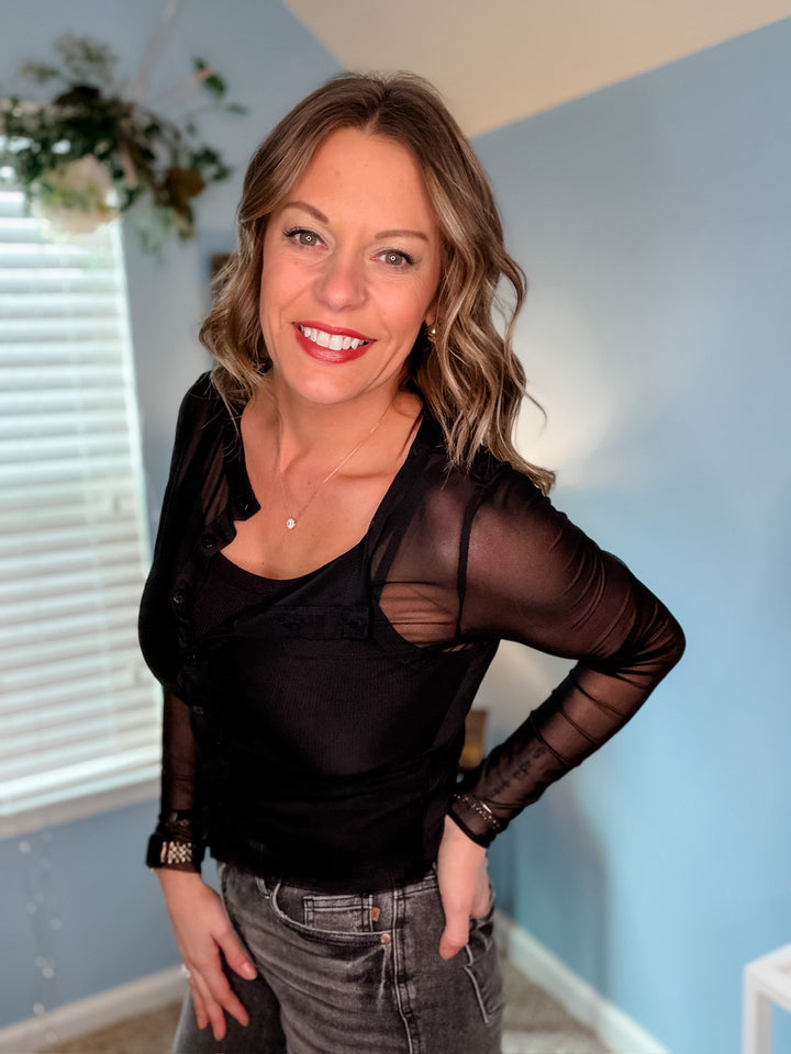 Sheer Button Cardigan