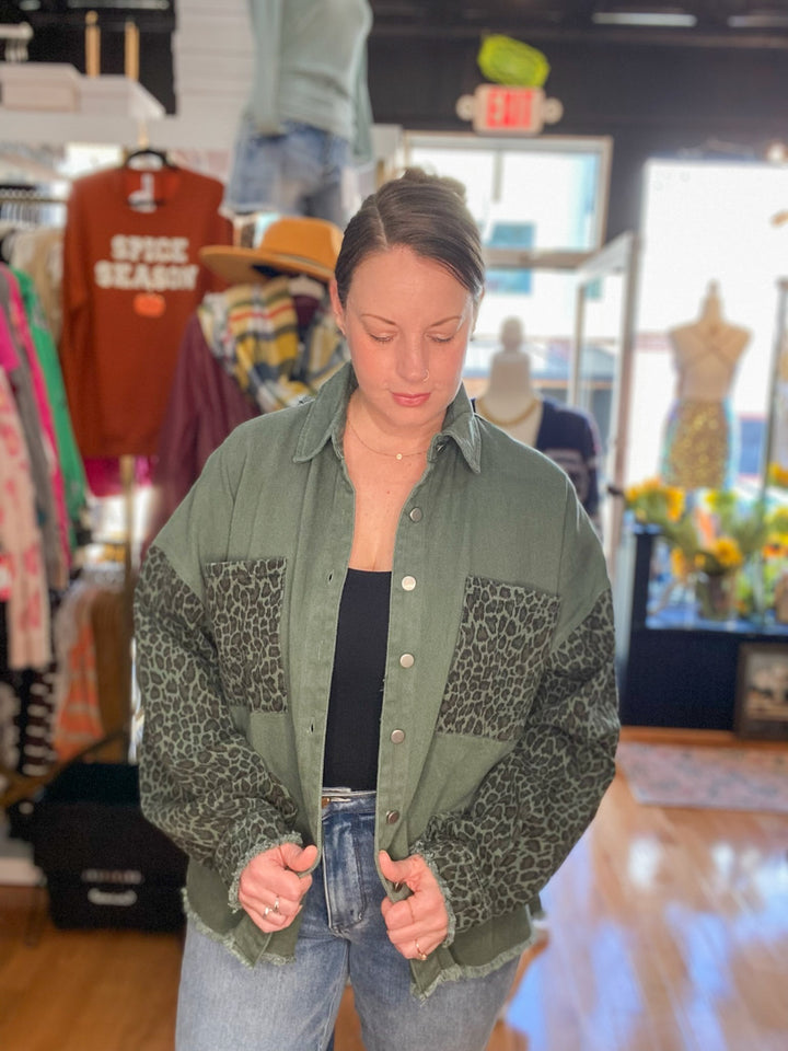 Leopard Print Denim Jacket