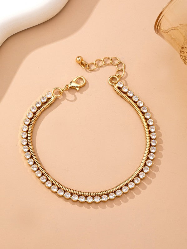 Double Snake Chain Crystal Bracelet