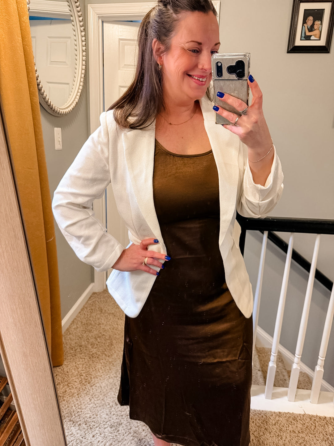 Notch Collar 3/4 Sleeve Blazer