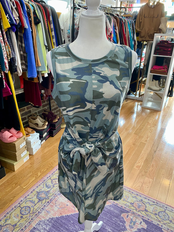 Camo Tie Front Tank Dress Large