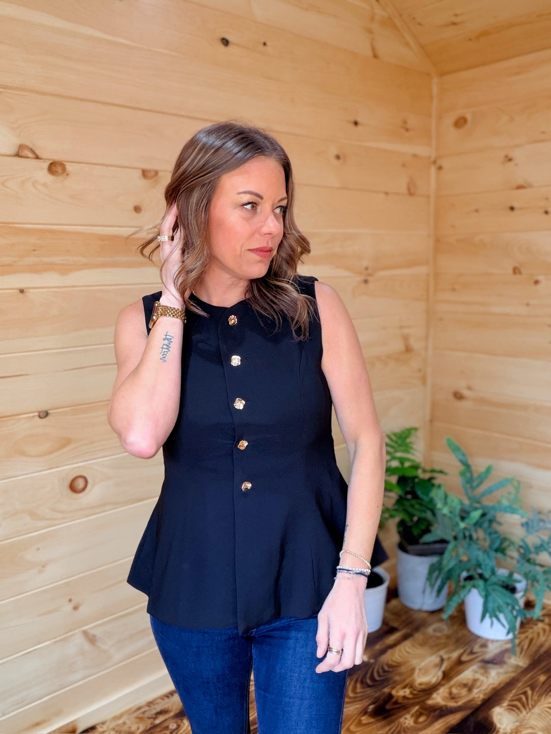 Black Flared Vest