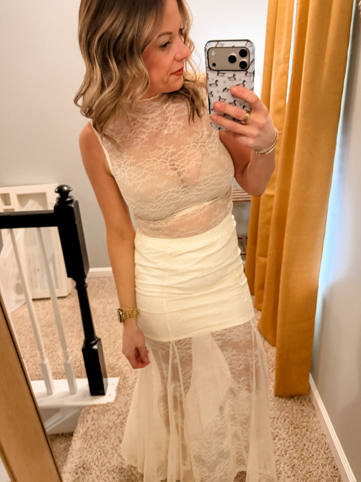 Delicate As Lace Mock Neck