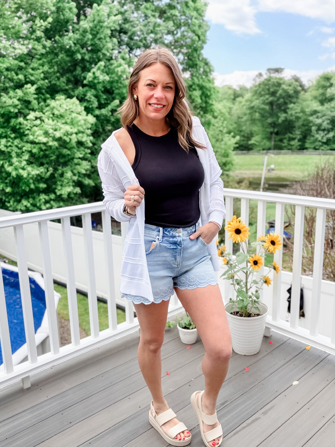 High Rise Scallop Hem Shorts