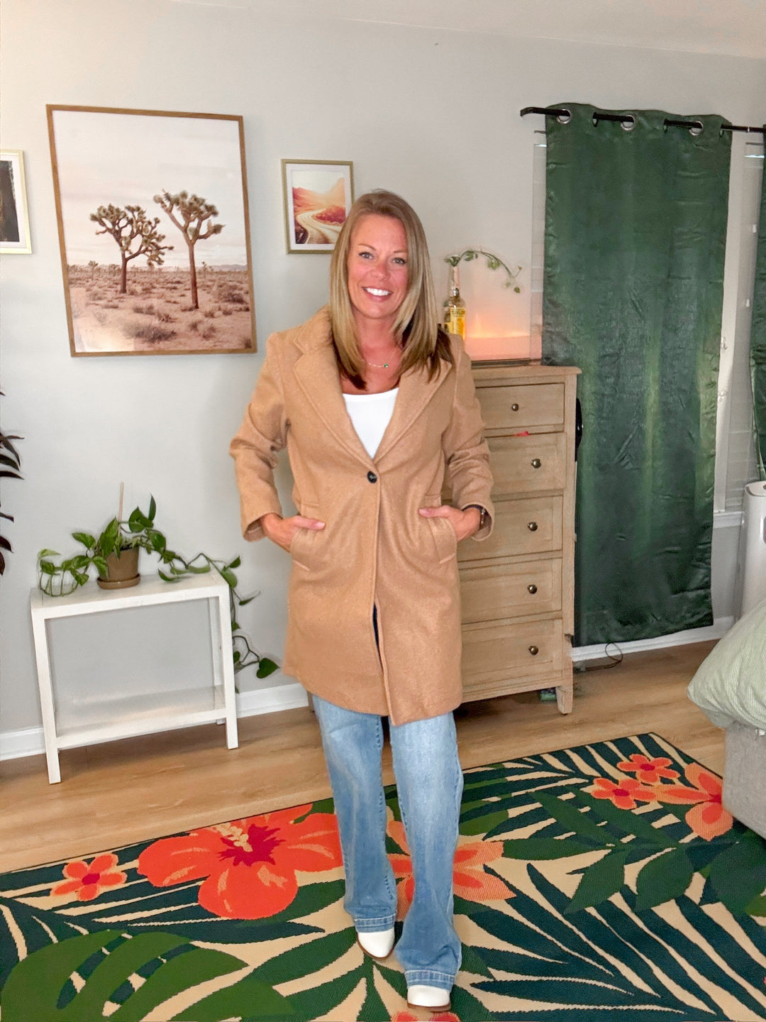 Notched Lapel Long Sleeve Coat