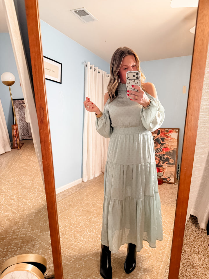 Cold Shoulder Tiered Maxi Dress