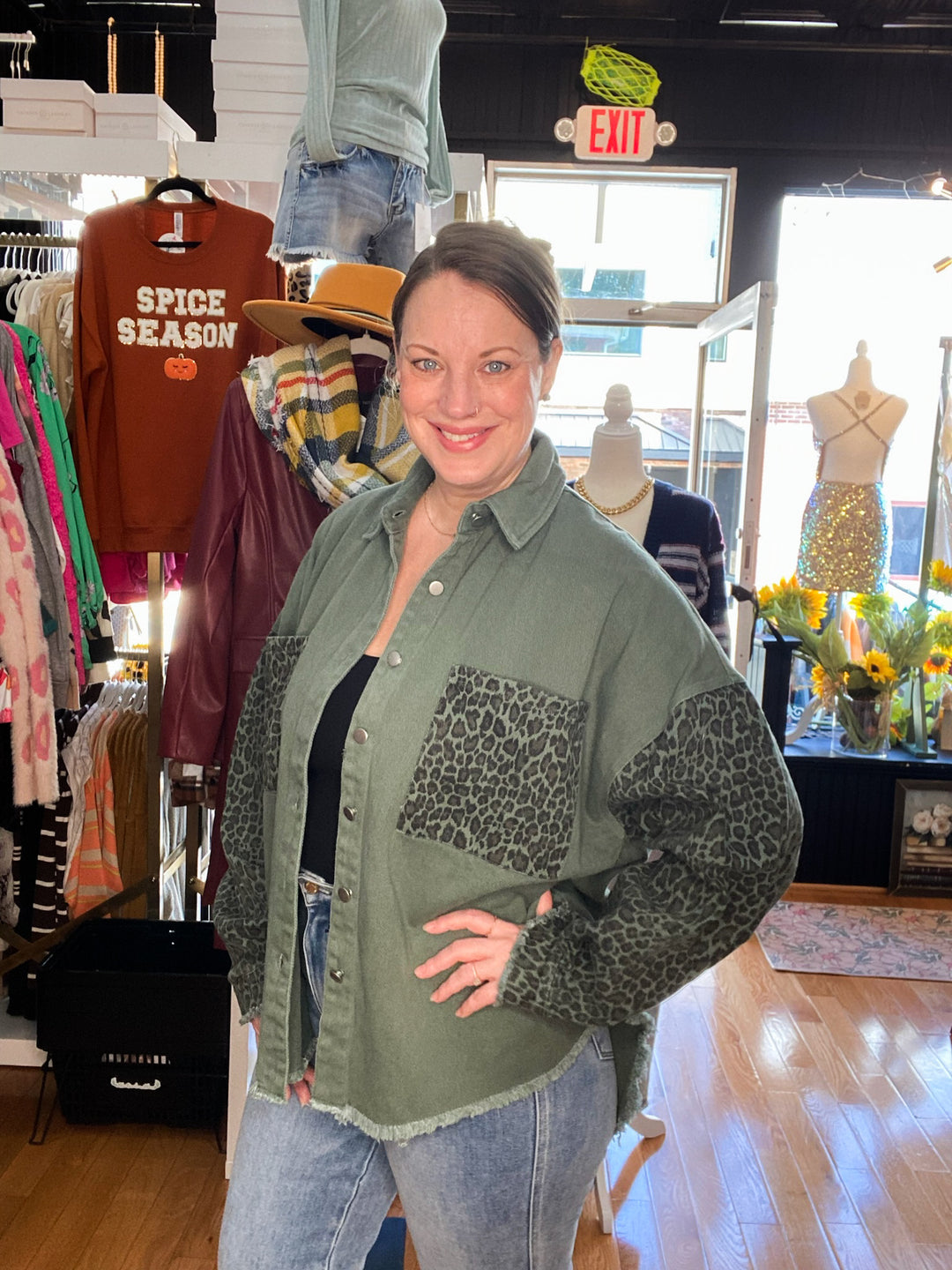 Leopard Print Denim Jacket