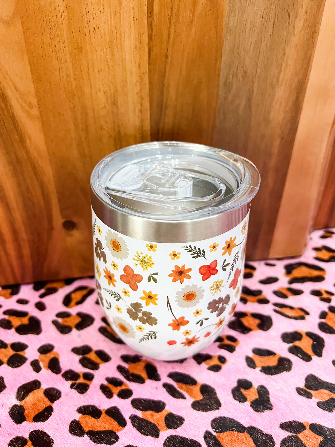 Floral Wine Cup With Lid - The Teal Antler Boutique