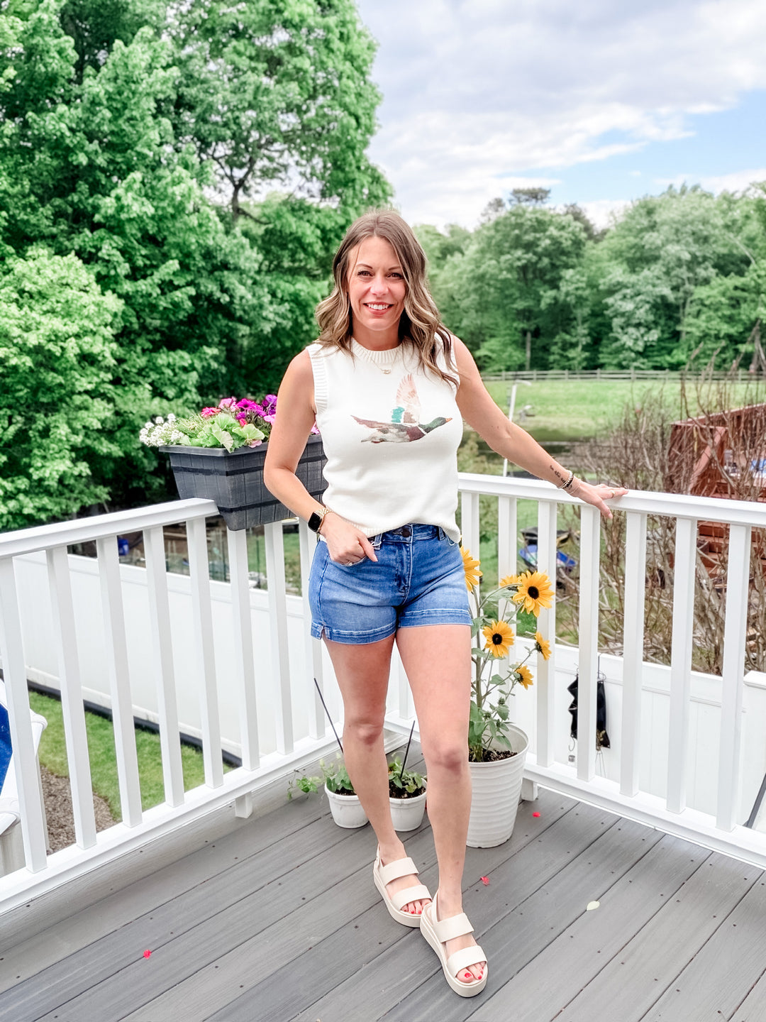Mallard Duck Printed Sweater Top