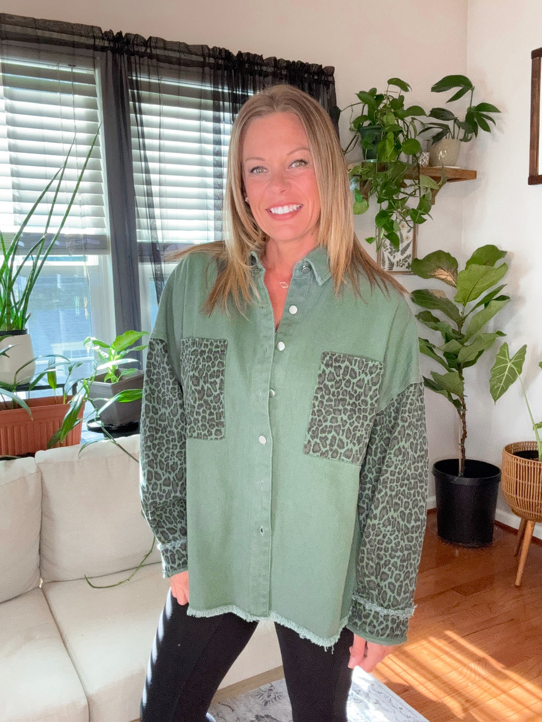 Leopard Print Denim Jacket