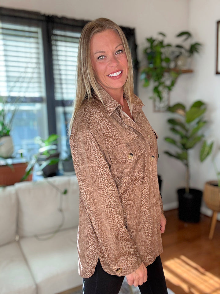 Bold Statement- Snakeskin Print Oversized Jacket