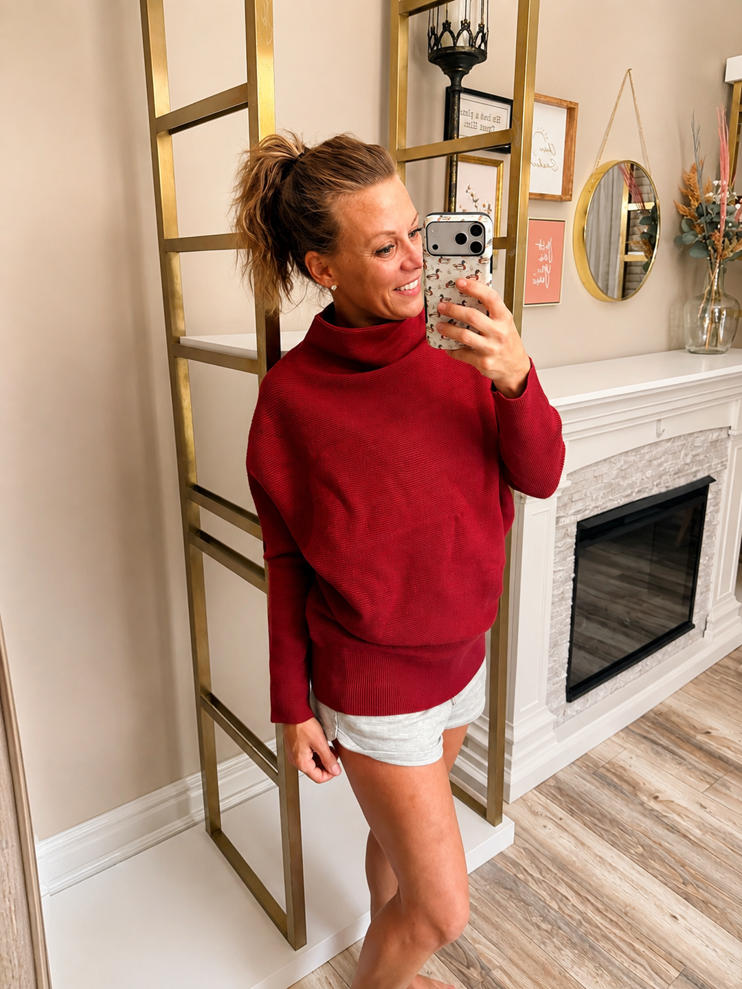 Viscose Dolman Sleeve Mock Neck Sweater
