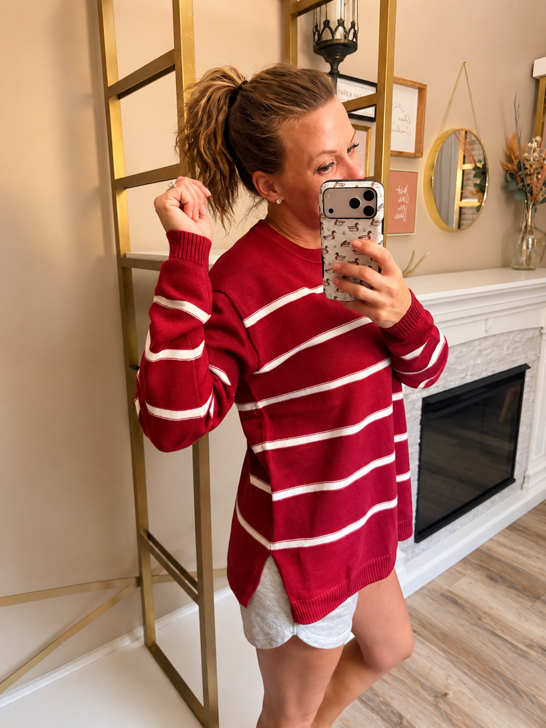 Viscose Striped Round Neck Sweater