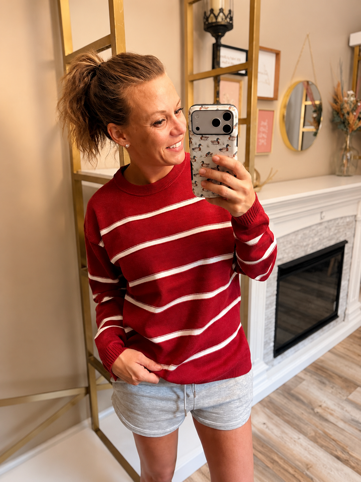 Viscose Striped Round Neck Sweater
