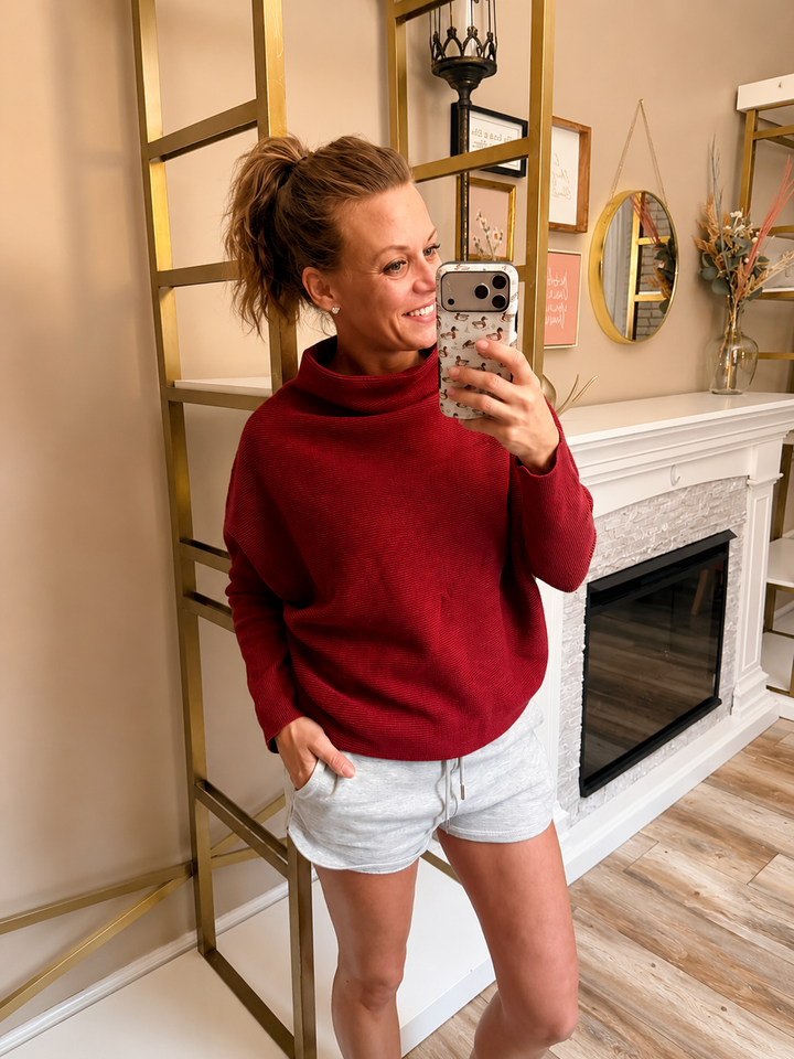 Viscose Dolman Sleeve Mock Neck Sweater