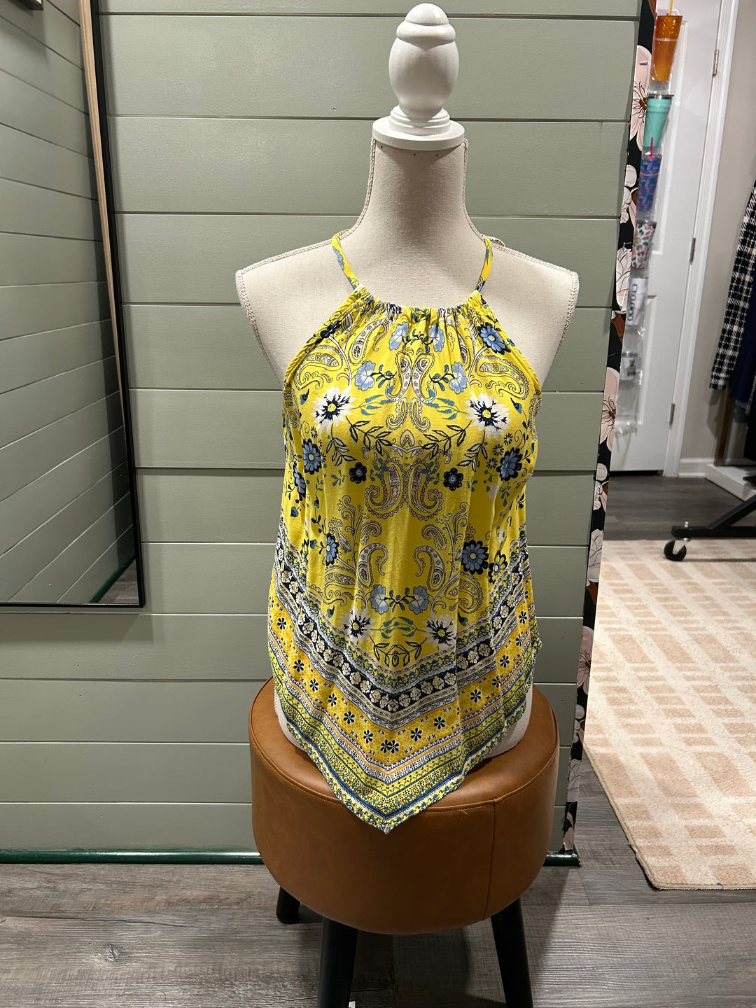 Yellow Floral Keyhole Tank - M