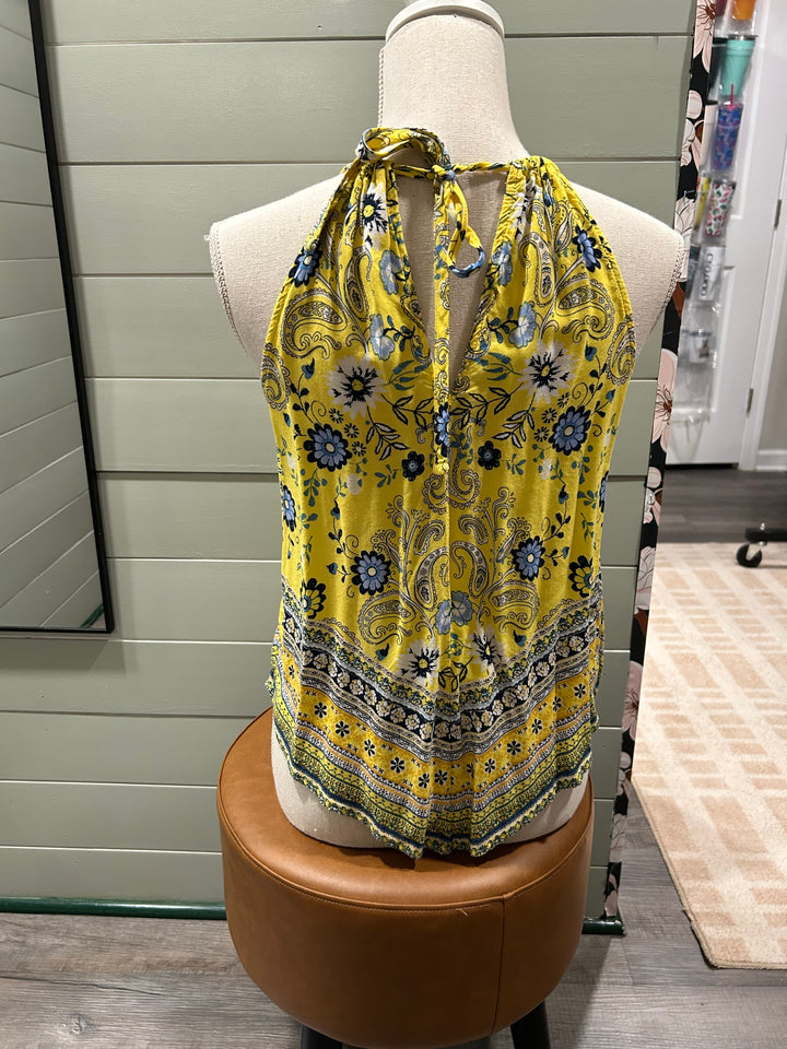 Yellow Floral Keyhole Tank - M