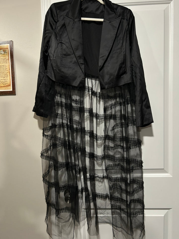 Cropped Silk Blazer W/Lace Bottom - XL