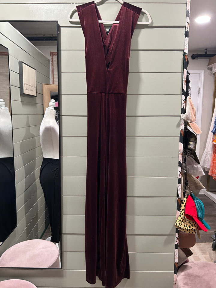 LD- Maroon Cross Back Jumpsuit - S