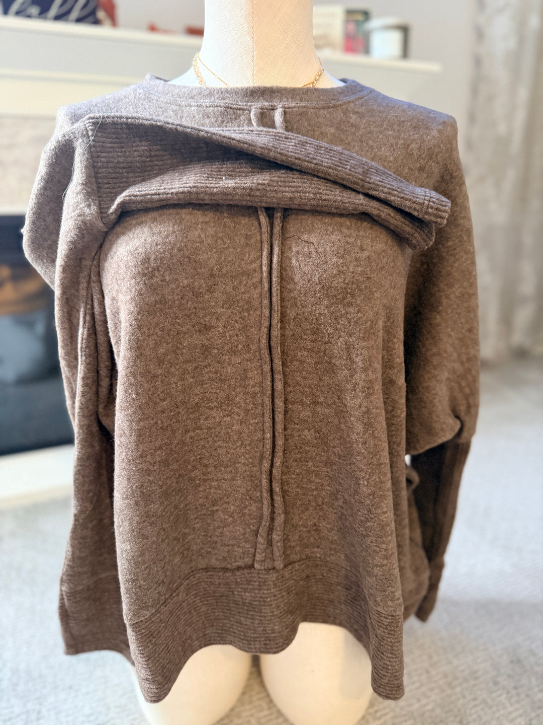 Chocolate Hacci Center Seam Sweater