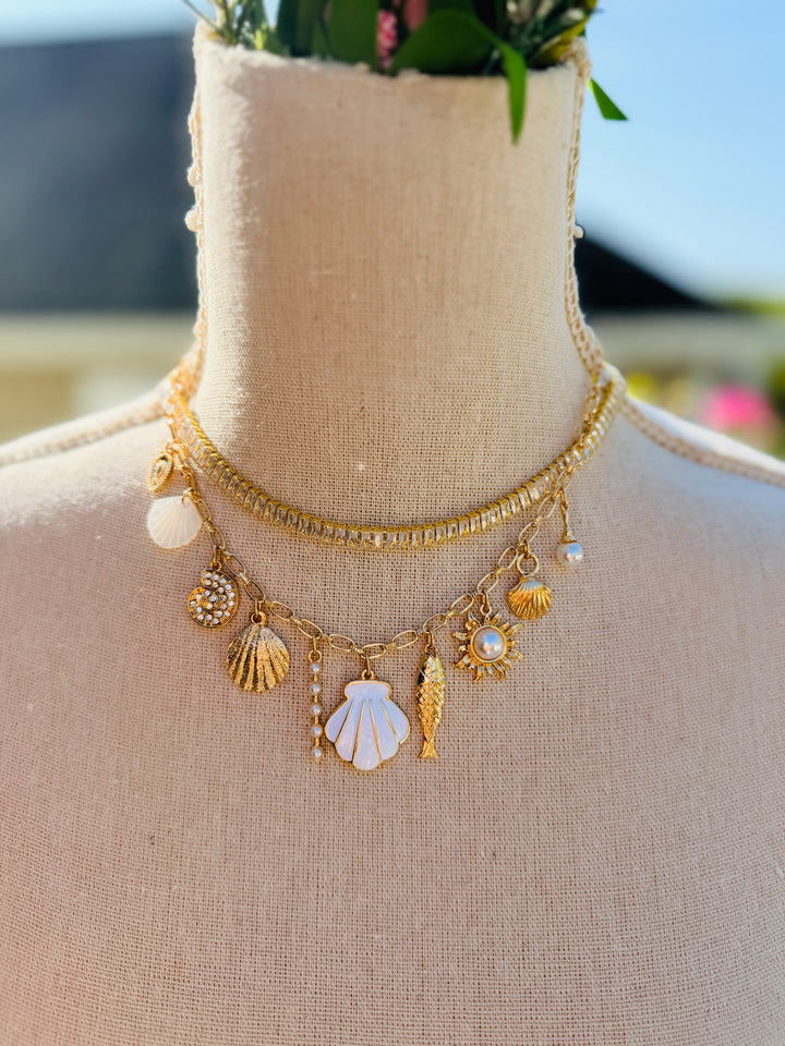 Ocean Pearl Charm Necklace