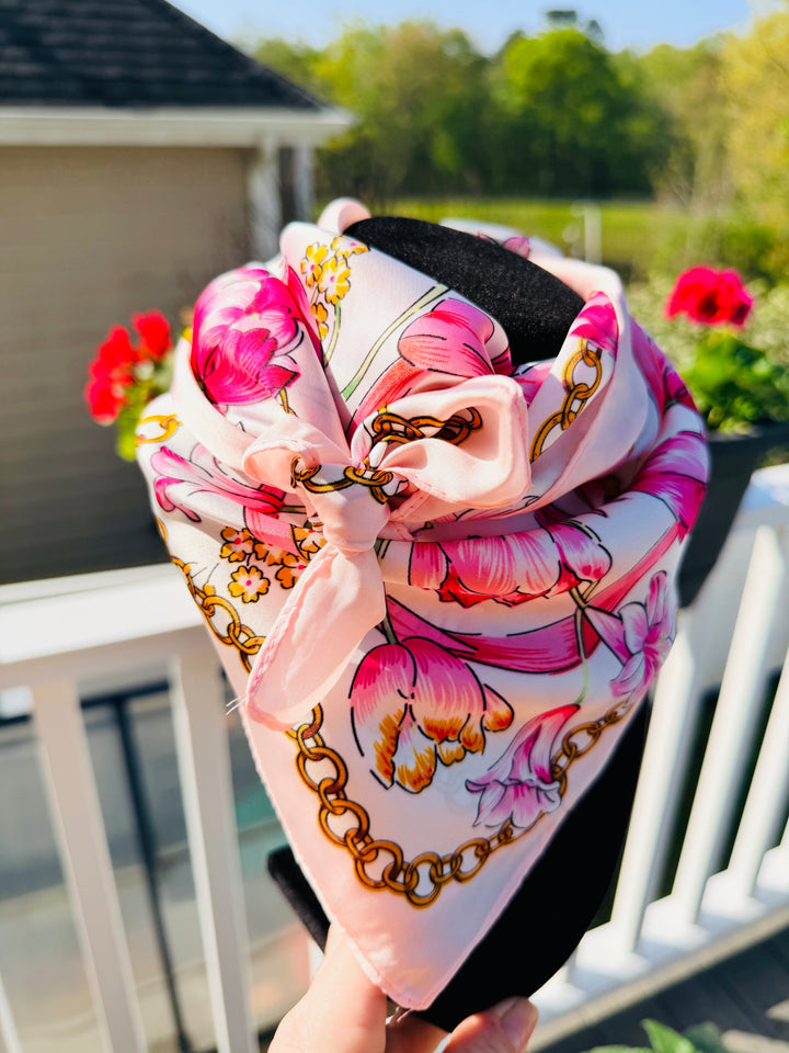 Floral Chain Silk Scarf