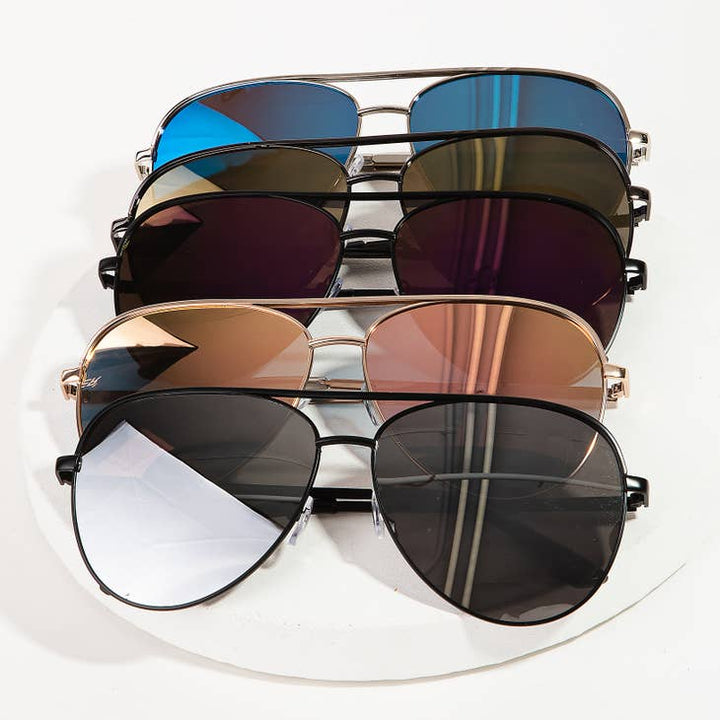 Mirrored Metal Frame Aviator Sunglasses - The Teal Antler Boutique