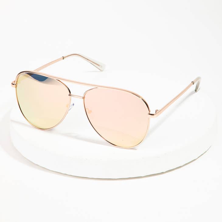 Mirrored Metal Frame Aviator Sunglasses - The Teal Antler Boutique