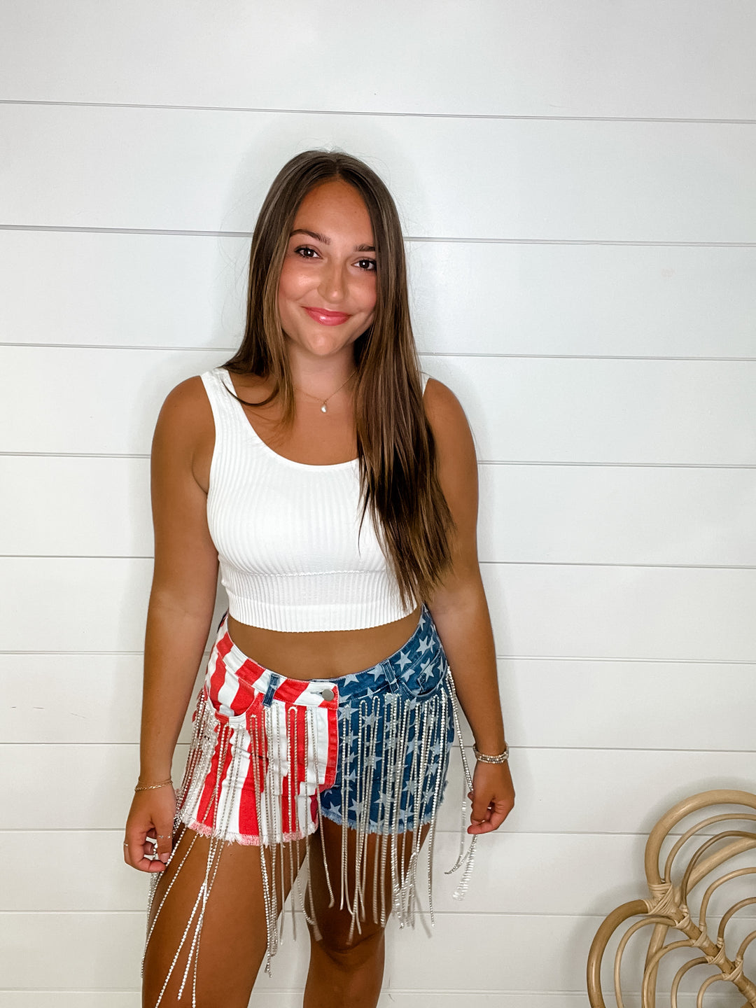 USA Flag Fringe Shorts - The Teal Antler Boutique