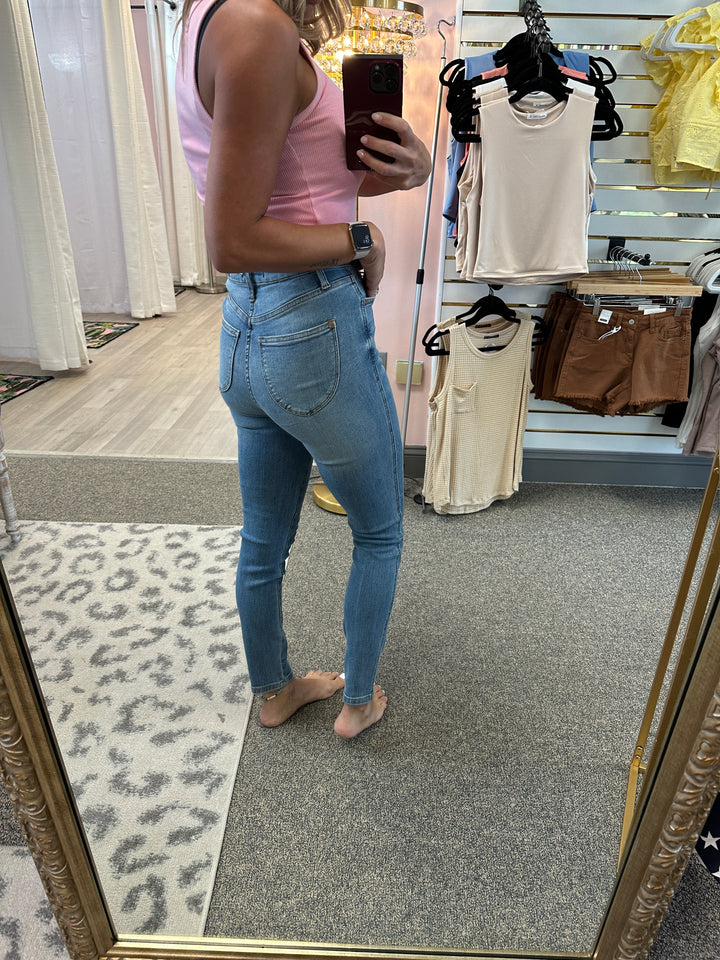 High Waist Tummy Control Skinny Jeans - The Teal Antler Boutique
