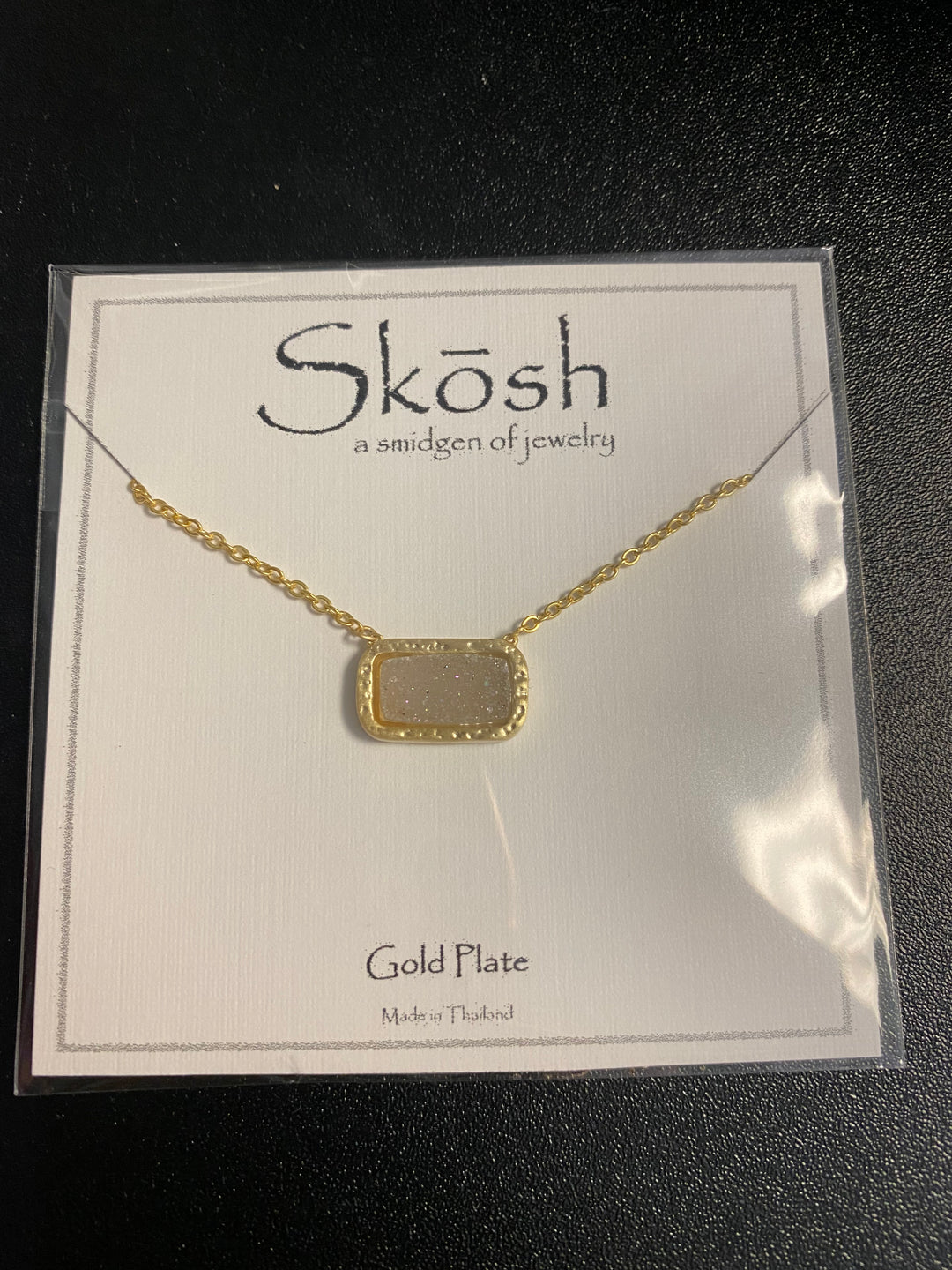 Skosh Satin Gold White Druzy Necklace - The Teal Antler Boutique