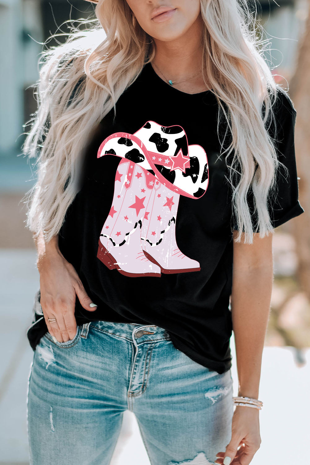 Cowboy Hat and Boots Graphic Tee - The Teal Antler Boutique