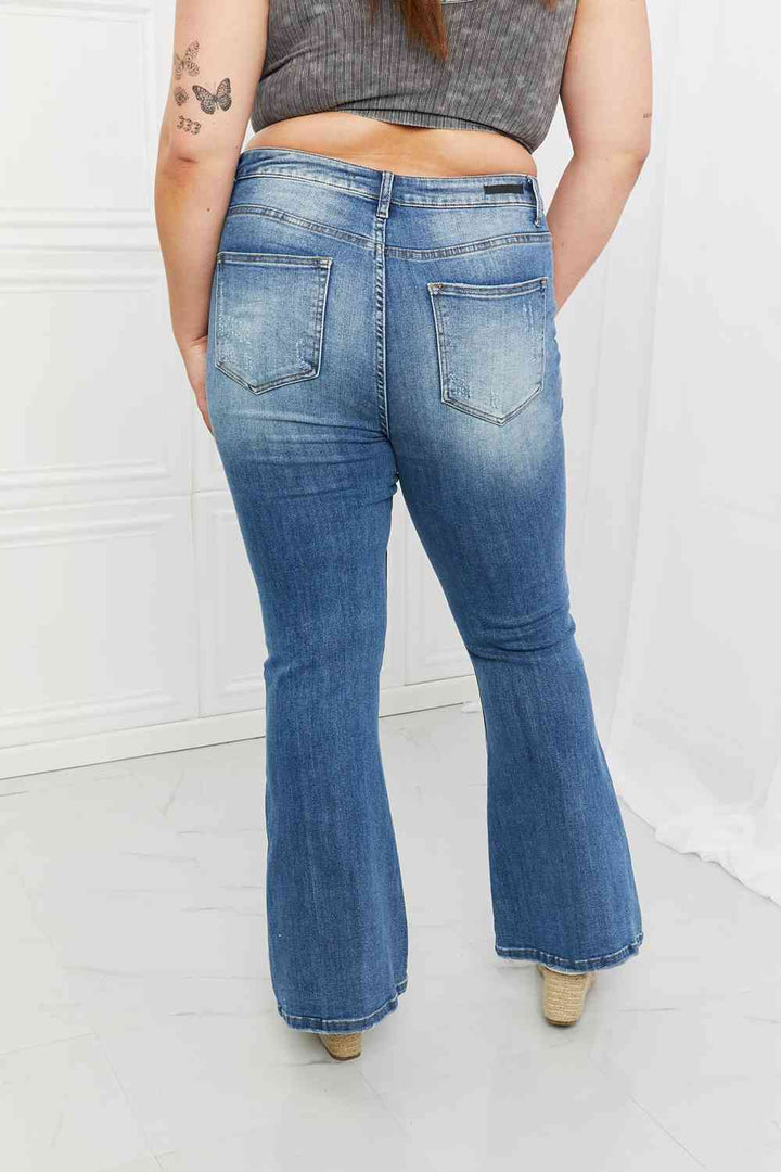 RISEN Full Size Iris High Waisted Flare Jeans - The Teal Antler Boutique