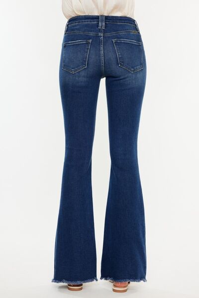 Kancan Cat's Whiskers Raw Hem Flare Jeans - The Teal Antler Boutique