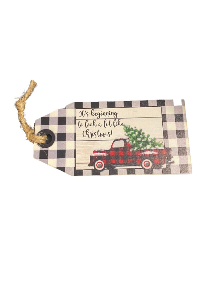 Plaid Truck Ornament Tag - The Teal Antler Boutique