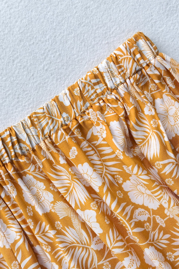 Printed Half Sleeve Top and Slit Skirt Set - The Teal Antler Boutique